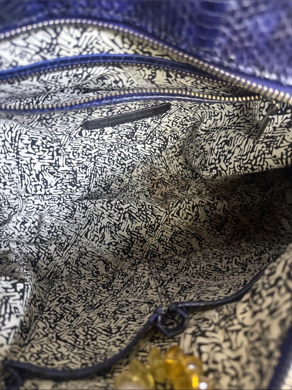 Rebecca Minkoff Blue Embossed Leather Snakeskin Barrel Satchel - Picture 6 of 6